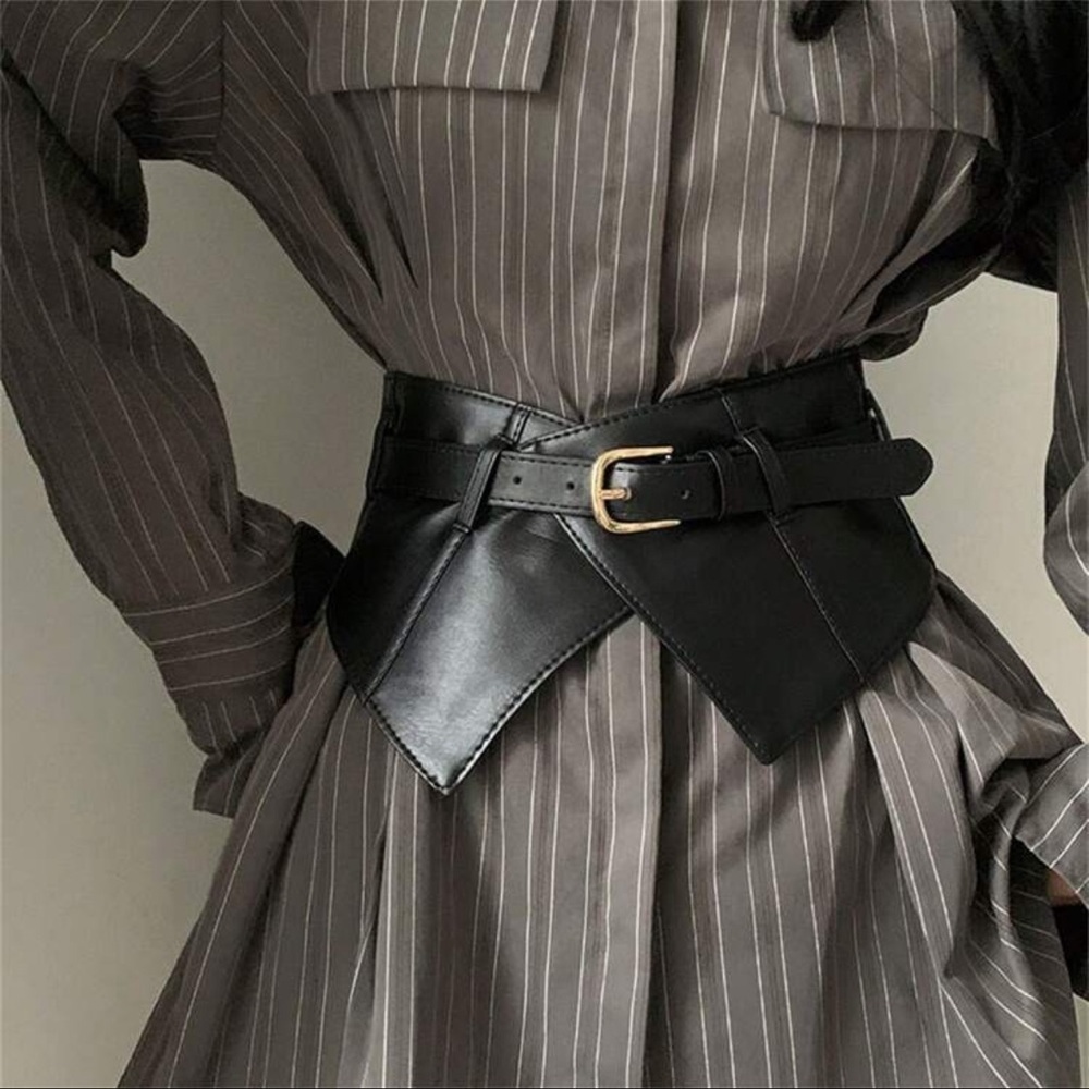 Stylish Black Vegan Leather Waist Belt